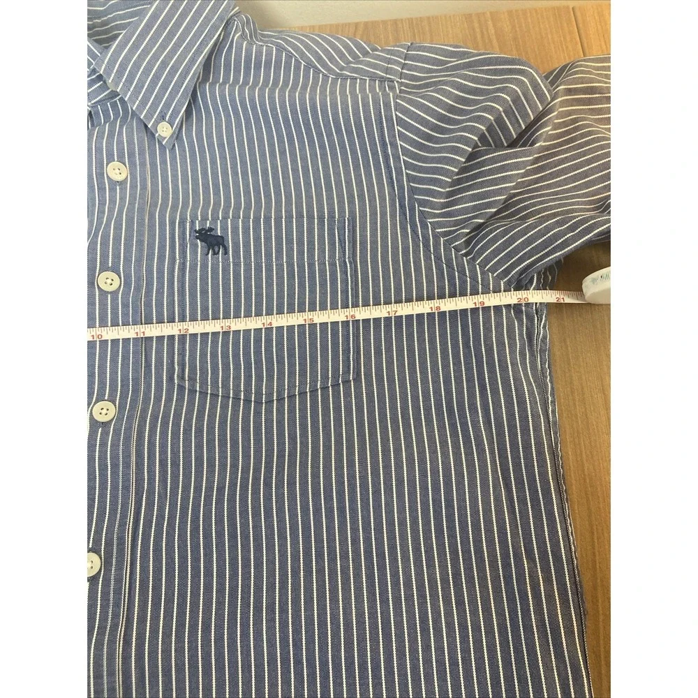 Abercrombie Blue White Striped Long Sleeve Button‎ Down Shirt Youth Boys Size XL